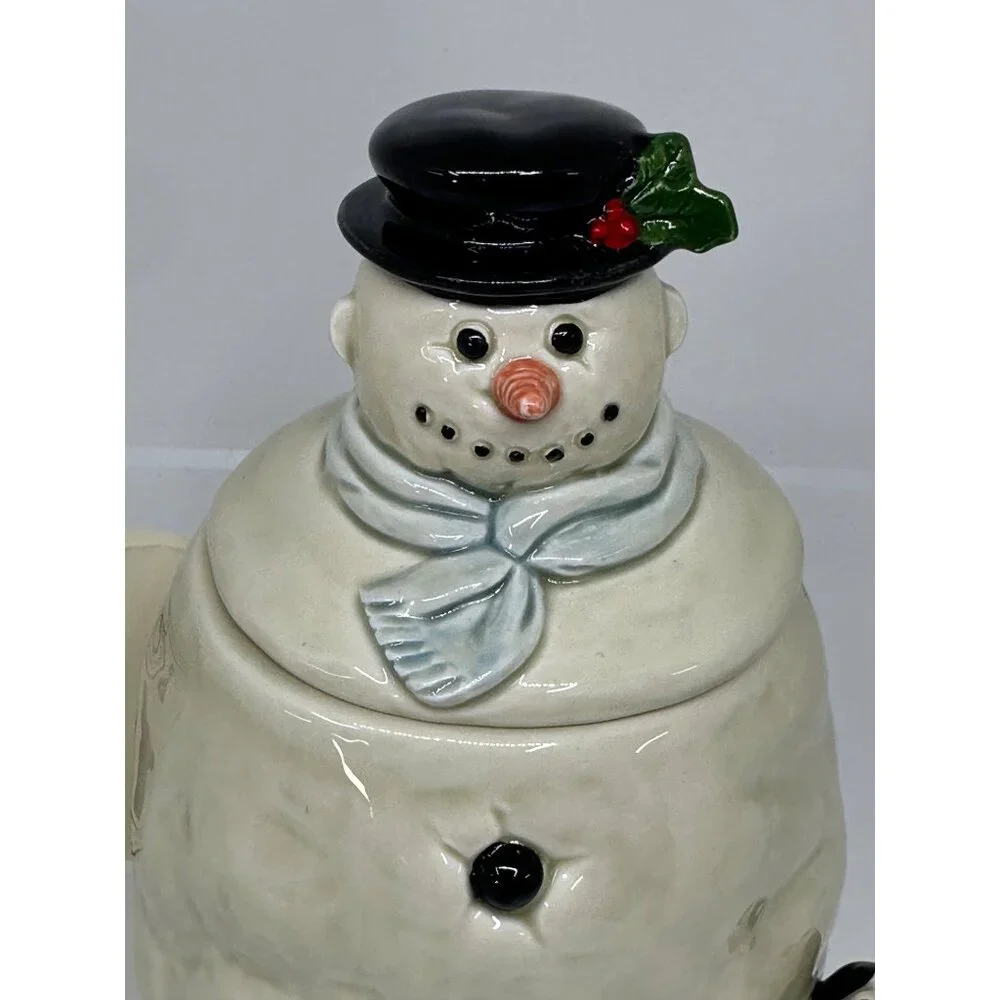 VTG OMC Otagiri Snowman Cookie Jar w/ Dog 6